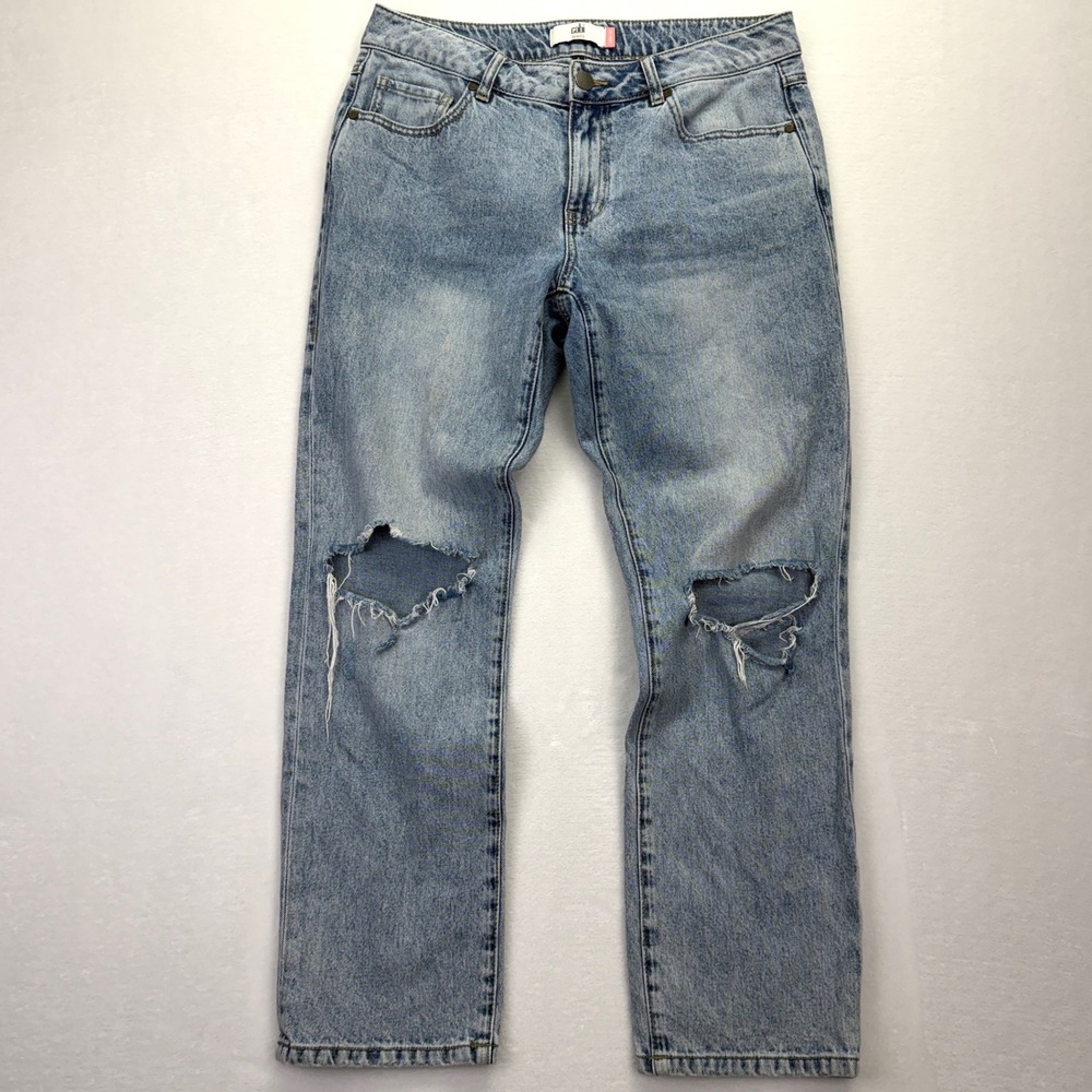 Cabi‎ 100% BF Jeans Womens 6 Light Wash Distressed Boyfriend Straight Leg